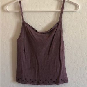 Purple cropped top with a cardigan